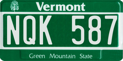 VT license plate NQK587