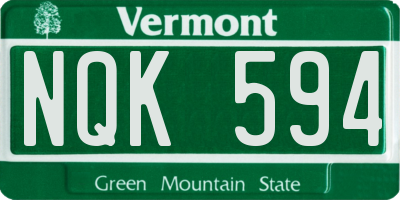 VT license plate NQK594