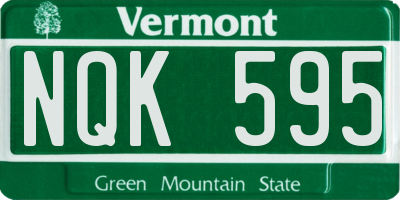 VT license plate NQK595
