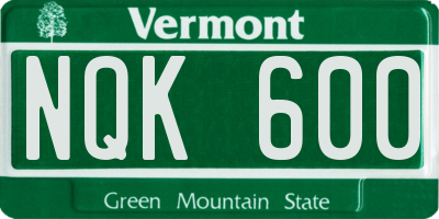 VT license plate NQK600
