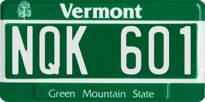 VT license plate NQK601