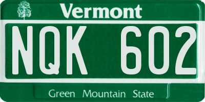 VT license plate NQK602