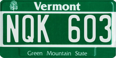 VT license plate NQK603