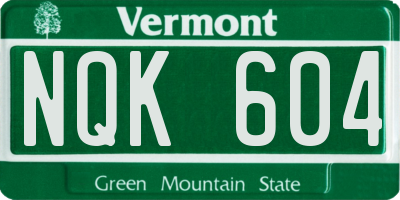 VT license plate NQK604