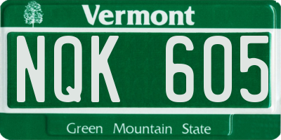 VT license plate NQK605