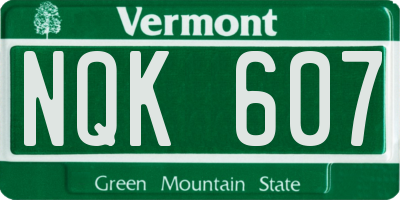 VT license plate NQK607