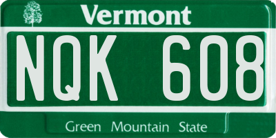 VT license plate NQK608