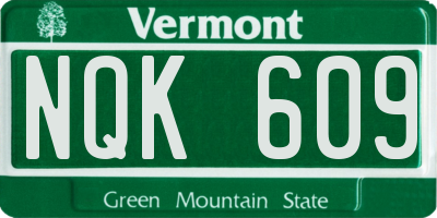 VT license plate NQK609