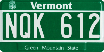 VT license plate NQK612