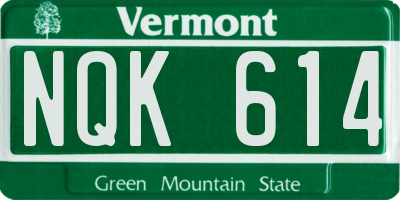 VT license plate NQK614