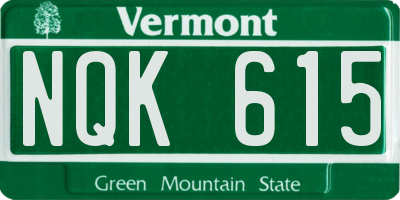VT license plate NQK615