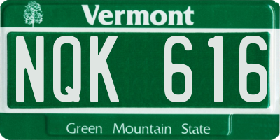 VT license plate NQK616