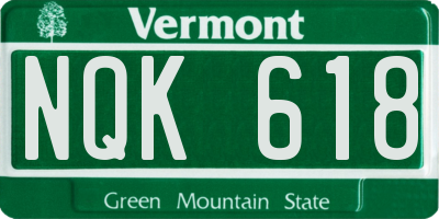 VT license plate NQK618