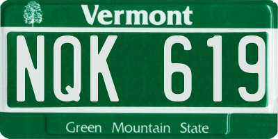 VT license plate NQK619