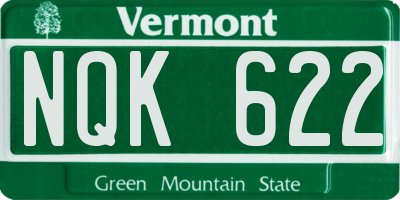 VT license plate NQK622