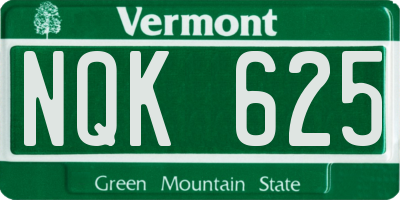VT license plate NQK625