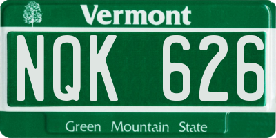 VT license plate NQK626