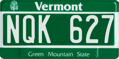 VT license plate NQK627