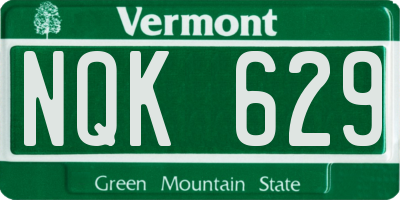 VT license plate NQK629