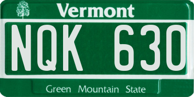 VT license plate NQK630