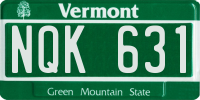VT license plate NQK631