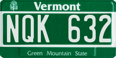 VT license plate NQK632