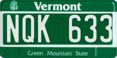 VT license plate NQK633