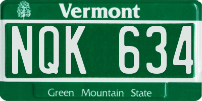 VT license plate NQK634