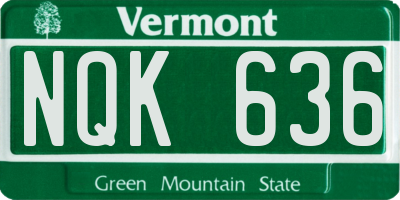 VT license plate NQK636