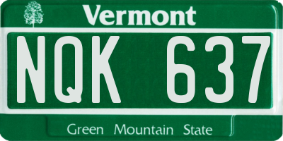 VT license plate NQK637