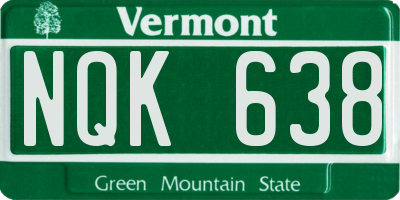 VT license plate NQK638
