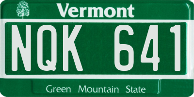 VT license plate NQK641