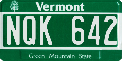 VT license plate NQK642