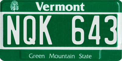 VT license plate NQK643
