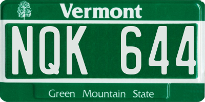 VT license plate NQK644