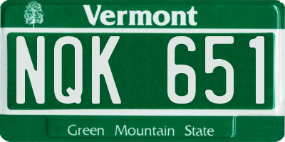 VT license plate NQK651