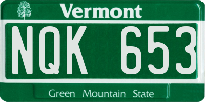 VT license plate NQK653
