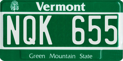 VT license plate NQK655