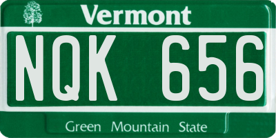 VT license plate NQK656