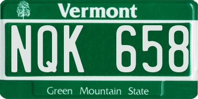 VT license plate NQK658