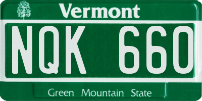 VT license plate NQK660