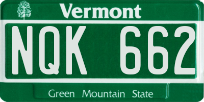 VT license plate NQK662