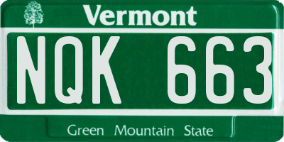 VT license plate NQK663