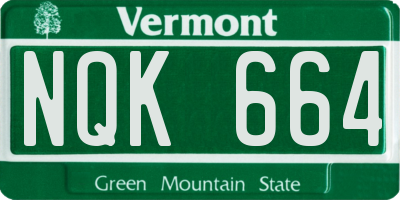 VT license plate NQK664