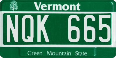 VT license plate NQK665