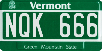 VT license plate NQK666