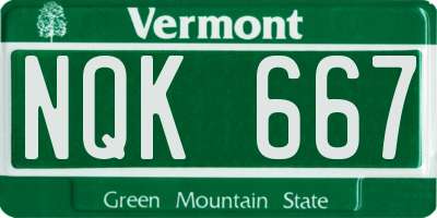 VT license plate NQK667