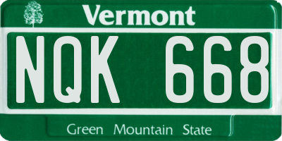 VT license plate NQK668