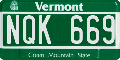 VT license plate NQK669