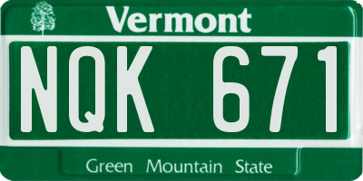 VT license plate NQK671